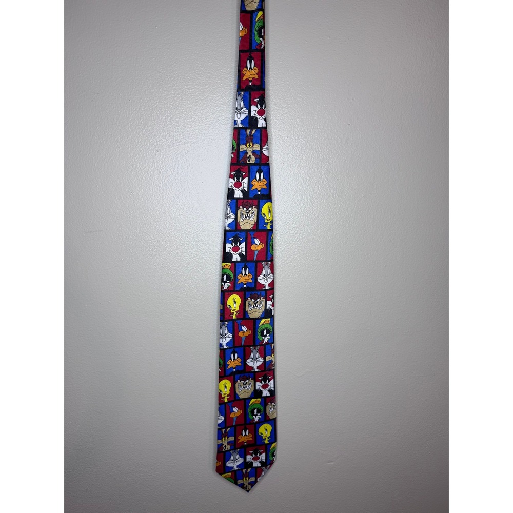 Vintage 1999 Looney Tunes Mania Necktie Bugs Bunny Daffy Duck Characters Multi